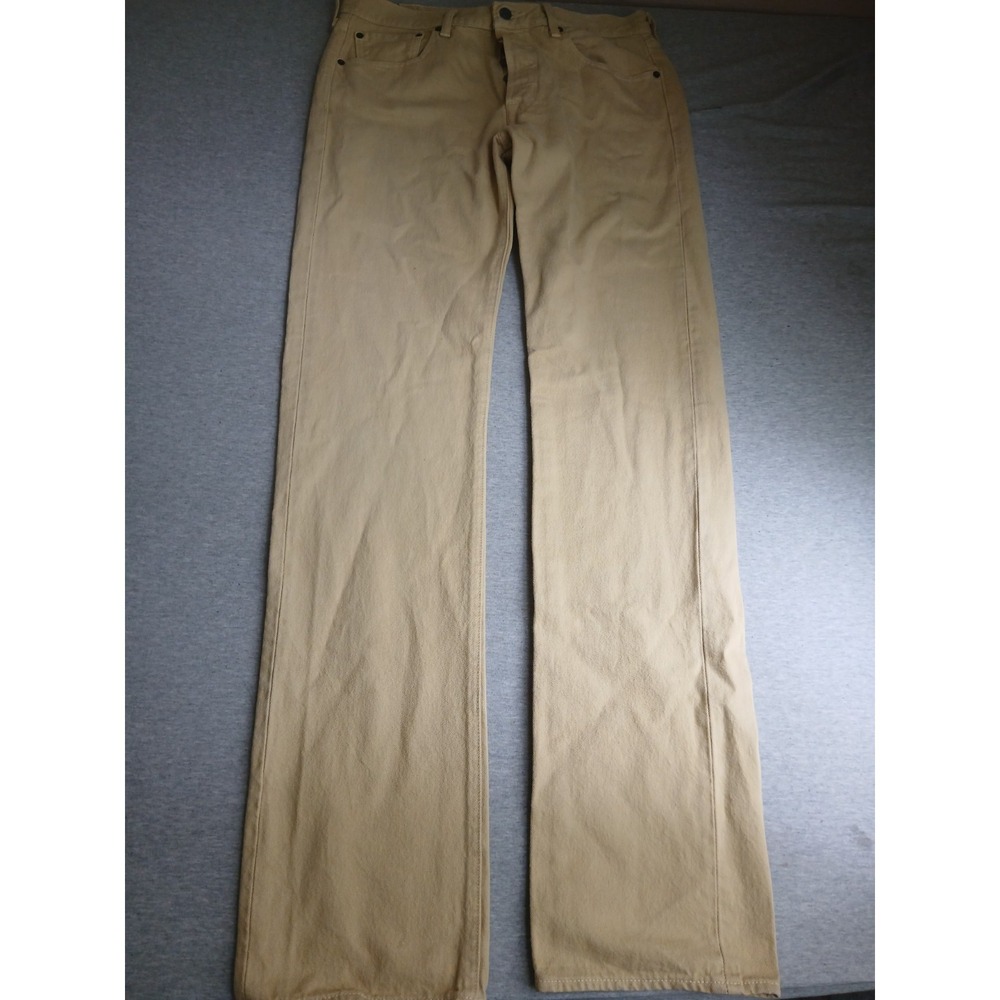 Levis 32x36 Jeans 501 Khaki Medium Wash Straight Leg Button Fly Western Cowboy